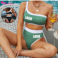 00:12 00:38  View larger image  Share Dear-Lover Custom Logo High Waisted Ribbed Two Piece Beach Wea