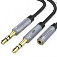 Hot 3.5mm Female to 2 Dual 3.5mm Male Mic Y Adapter Headphone mMicrophone Audio Headset Splitter cab