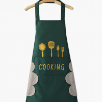 Women Kitchen Apron with Hand Wipe Pockets，Big Pocket,Hand-wiping, Waterproof for Cooking Baking