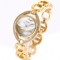 Top Brand Luxury Full Diamond Custom Alloy Band Oval Quartz Wrist Watch Women Quartz
